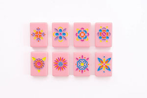 مجموعة فاخرة من 160 قطعة من بلاط الماجونغ الأمريكي، طبقة واحدة منقوشة من الأكريليك الوردي، هدية أنيقة للزملاء - Product Image 6