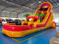 Toboggan aquatique gonflable commercial de 22 pieds, motif palmiers, pour enfants et adultes – Grande vente pour aires de jeux extérieures
