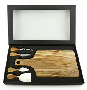 ชุดเครื่องมือทำชีสสแตนเลสทนทาน5ชิ้นบอร์ดไม้อาเคเซียพร้อมมีดสำหรับเสิร์ฟและเพลิดเพลินกับชีส - Product Image 1