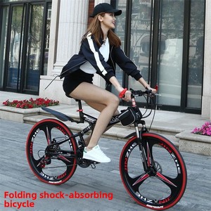 Bicicletta Pieghevole 26 Pollici con Telaio in Acciaio al Carbonio, Mountain Bike per Adulti Unisex, Freni a Doppio Disco, Cambio a Velocità Variabile; Leggera - Product Image 2