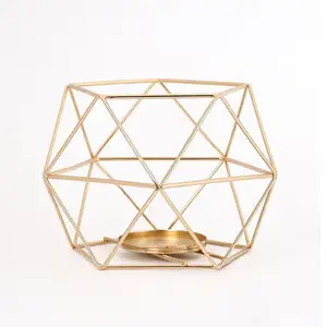 HTLZ düğün dekor geometrik adak standları cilalı Metal altın Tealight mumluklar