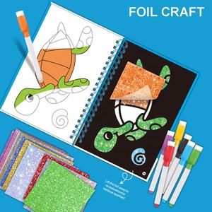 Livre d'autocollants artistiques magiques pour enfants 2-en-1 : <span class=keywords><strong>Kit</strong></span> de coloriage et de loisirs créatifs avec feuille d'aluminium, Ensemble d'activités créatives DIY de coloriage et de peinture artistique éblouissante avec feuille d'aluminium - Product Image 1