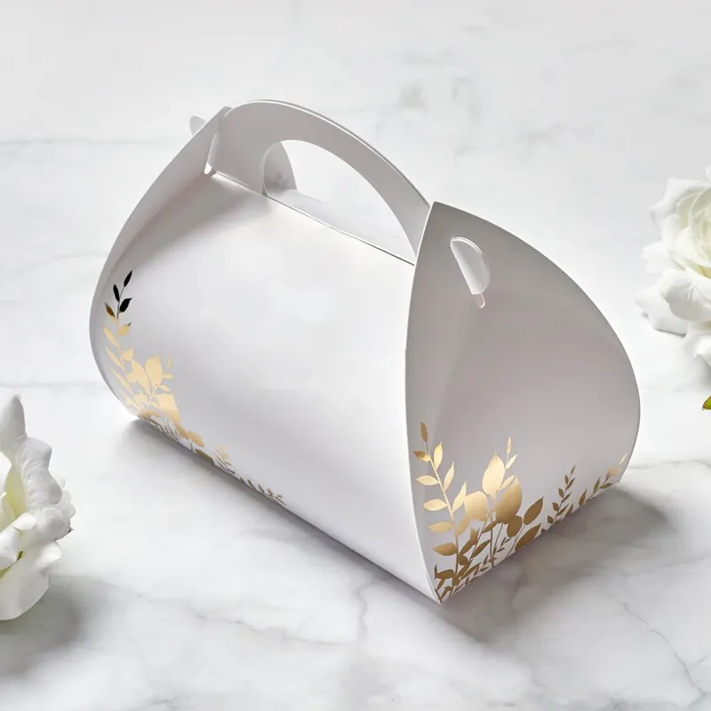 Boîtes à gâteaux de mariage personnalisées pour invité. Boîtes d'emballage de gâteau d'anniversaire personnalisées avec poignée