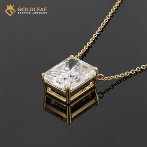 Goldleaf GRA Report D VVS1 3CT Radiant Cut Moissanite Diamonds Necklace Fine 14K Yellow Gold Pendant Jewelry <b>Gift</b> - Product Image 2