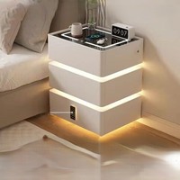 Table basse mini design moderne avec lumière LED, recharge sans fil, tiroir de refroidissement, meuble intelligent pour la maison, réfrigérateur de chevet
