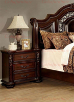 Meubles de chambre à coucher américains en bois sculpté, lit décoratif antique, lit king-size, meubles de chambre à coucher marron
