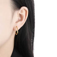 Bijoux en argent sterling S925 plaqué or 18 carats 20mm 25mm 30mm boucles d'oreilles rondes pour femmes