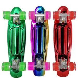 Nieuwe Vis Skateboard Anodiseren Proces Metalen Kleur Mini Retro Old School Banaan Lange Board Cruiser Plastic Skateboard