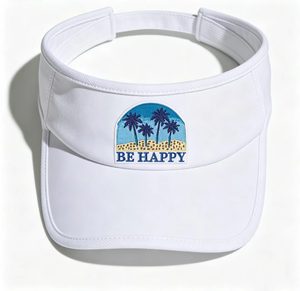 Be Happy Palm Tree Embroidered Sun Visor <b>Hat</b> <b>Summer</b> Beach Coconut Tree UV Protection Visor Cap Custom Golf Tennis <b>Hat</b> - Product Image 1