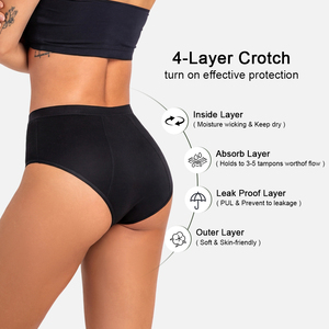Braguitas Menstruales de Algodón Transpirable de Talla Grande, con Refuerzo de 4 Capas a Prueba de Fugas, para Flujo Abundante, para Mujeres y Chicas de Talla Grande, Venta al Por Mayor de Fábrica - Product Image 3