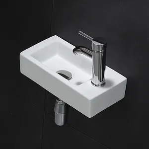 Weiße feste Oberfläche kleine Größe Mini-Badezimmer-Wirbel Toilette öffentliche rechteckige Wand hängendes Wudu-Becken Kunstwaschbecken