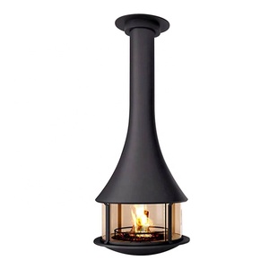 <span class=keywords><strong>Chimenea</strong></span> de leña eléctrica colgante de trompeta moderna Diseño de esquina de construcción de acero de fuego real para uso interior Hotel Homestay - Product Image 1