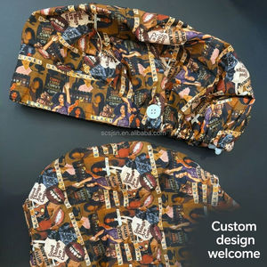OP-Hauben mit Satinfutter, individuell gestalteter Cartoon-Druck, Unisex-Satin-Hauben mit Charakter-Skull-Print, OP-Mützen - Product Image 3