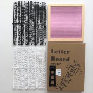 उच्च गुणवत्ता 10*10 इंच सस्ते लकड़ी के फ्रेम काले रंग की पृष्ठभूमि अस्थिर महसूस किया पत्र बोर्ड संदेश बोर्डों DIY सजावटी बोर्ड