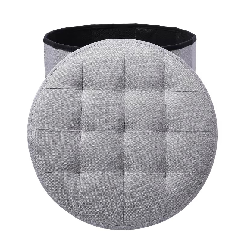 Forme ronde en lin fin gris