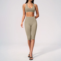 Ensemble de sport sans couture à séchage rapide, anti-choc, taille haute, pour femme, idéal pour la course, le fitness en extérieur et la gym, avec leggings anti-transpiration pour les squats