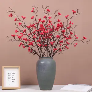 <span class=keywords><strong>Bouquet</strong></span> <span class=keywords><strong>de</strong></span> fleurs artificielles en mousse et plastique, <span class=keywords><strong>fruits</strong></span> <span class=keywords><strong>de</strong></span> houx, vert d'hiver, gaufré, pour le réveillon du Nouvel An - Décoration légère et imperméable - Product Image 2