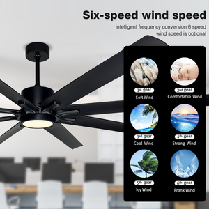 Trang trí mới nhất 72 inch 6 tốc độ 8 lưỡi Tri màu nâu điều khiển từ xa LED ánh sáng Quạt trần - Product Image 2