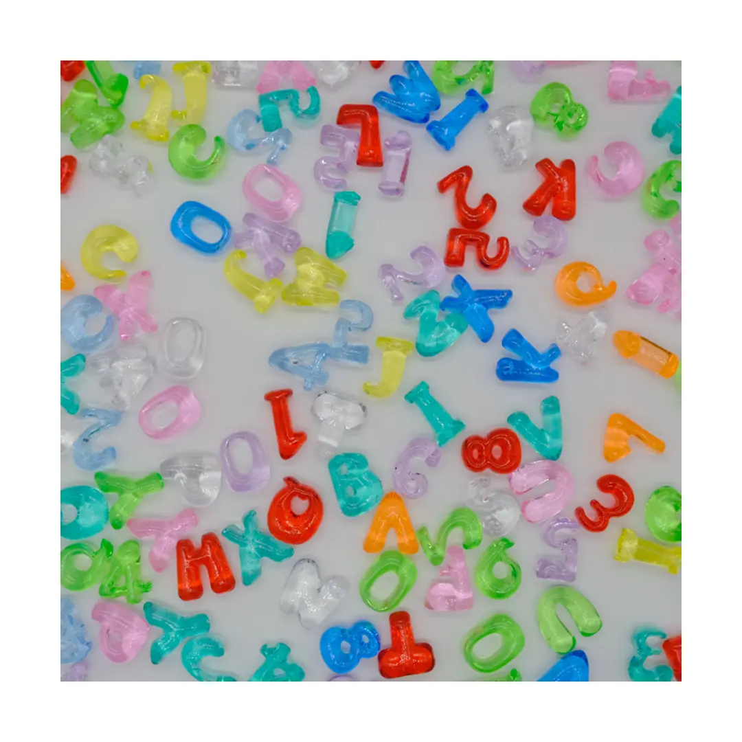 500g एक सेट एक्रिलिक मिश्रण पारदर्शी रंग 0-9 की संख्या वर्णमाला पत्र एक बी सी आकर्षण मनका शिल्प के लिए निष्कर्ष