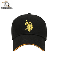 Gorra de Béisbol Personalizada Vintage de Sarga Negra y Azul Marino con Logotipo en Relieve de Goma, 6 Paneles, Visera Curva de Algodón, Ajustable, para Golf, OEM