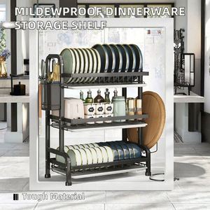 Estante Metálico Duradero y Resistente al Moho para Secar Platos, de Tres Niveles Ajustables, Moderno, para Almacenamiento de Utensilios de Cocina - Product Image 2