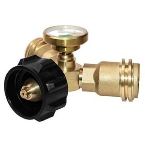 Adaptador distribuidor tipo Y para tanque de propano con manómetro para hornos y calentadores de gas, construcción metálica - Product Image 4