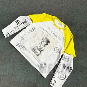Custom Heavyweight Streetwear Mens Layer Long Sleeve t <b>Shirts</b> Cotton Oversized Applique Patch Double Layer Long Sleeve T-<b>shirt</b> - Product Image 4