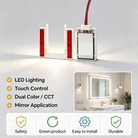 Interrupteur à capteur tactile, monocolore, à intensité variable pour miroir de salle de bain LED, DC12V 60W, bouton unique, certifié CE
