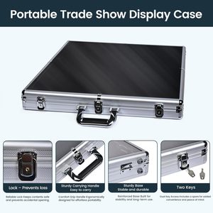 Vitrine d'exposition pour salon professionnel, POIUNA 34" – Vitrine portable de table en aluminium pour cartes de baseball avec serrures, présentoir en acrylique transparent - Product Image 5