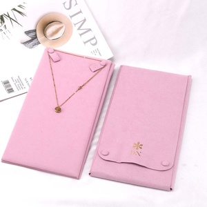 Custom Gold Stamping Microfiber Jewelry Display Luxury Suede Microfiber Necklace Earring Jewelry Pouch With Insert <b>Card</b> Pad - Product Image 4