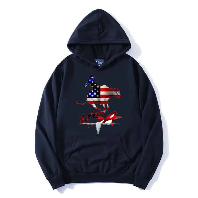 Amerika vergi öküz kafatası abd bayrağı grafik tasarım kadınlar Texas Cowgirl kapşonlu kazak kazak Hoodies