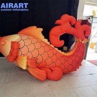 Décoration de Mascotte du Nouvel An Chinois Poisson Rouge Gonflable, Ballon de Poisson Chanceux Gonflable de Dessin Animé