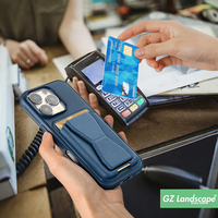 Support pliable multifonctionnel Porte-cartes Portefeuille Couverture de téléphone portable Antichoc Finger Grip Etuis de téléphone portable pour Iphone16