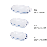 Plat à four rectangulaire en verre borosilicate avec poignée, transparent, capacité 3,8 L, compatible four/micro-ondes, prix de gros