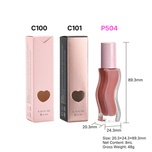 Gloss à lèvres en verre incurvé avec bouchon rose, emballage personnalisé, tube <span class=keywords><strong>de</strong></span> gloss à lèvres <span class=keywords><strong>de</strong></span> forme spéciale, marque privée - Product Image 5