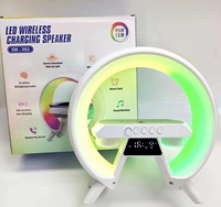 Enceinte Bluetooth 5.3 RGB avec station de charge sans fil, audio multifonctionnel de bureau avec lumière LED pour la maison et le bureau
