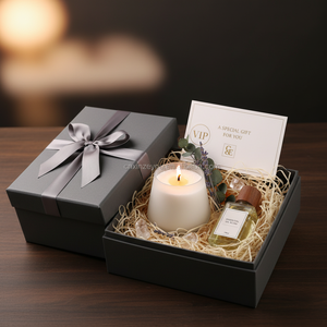 Caja de Regalo de Lujo para el Día de la Madre con Vela Aromática de Cera de Palma, Flores Secas, Cristales Decorativos, Hecha a Mano, Orgánica, con Logotipo Personalizado - Product Image 1