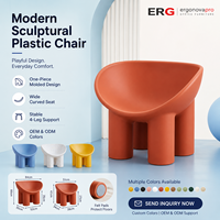 Fauteuil de détente sculptural moderne en plastique, chaise d'appoint monobloc moulée, couleurs personnalisées, résistant à l'eau, pour extérieur et salle à manger