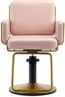 Nouveau Fauteuil de Coiffure Doré Pivotant à 360° avec Siège en Cuir et Cadre en Acier Inoxydable pour Coiffeur, Barbier et Salon de Beauté