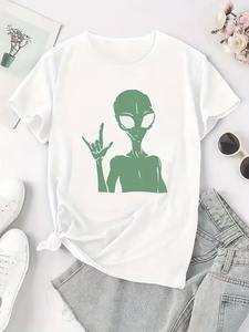 T-shirt à col rond et manches courtes pour femmes, humoristique, avec motif chat, « I Came Late Because I Didn't Want to », haut décontracté - Product Image 6