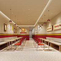 Ensemble de mobilier de restaurant personnalisable pour pizzeria : design de rénovation tout-en-un, meubles en bois durables, présentoir de bar