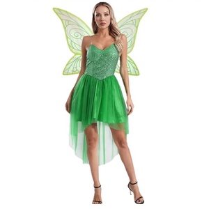 2026 Womens Halloween Fairy Costume Cosplay Dress With Elf <strong>Wings</strong> Playful Sprite Outfit for Role Play Party Dress up - Product Image 1