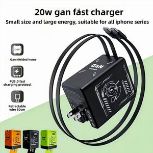 2-in-1 GaN-kompatibles Schnellladegerät, GaN-Ladegerät mit Schnellladefunktion, Einziehbares Handy-Ladegerät mit Wandstecker und Typ-C-Kabeln - Product Image 5