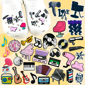 Instrument de musique PVC Charms de chaussures Guitare Piano Microphone Notes Design Sabots Accessoires de décoration pour mélomanes - Product Image 1