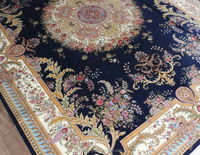 Tapis en soie fait main de luxe de style royal européen, motif floral français Aubusson, grand tapis décoratif pour la maison