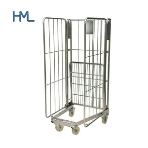 Chariot de transport en acier, °, avec cadre, portable, stockage pliable, fil industriel, cage, en rouleau, chariot