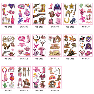 Châu Âu Mỹ Không Thấm Nước Hình Xăm Tạm Thời Cho Cô Gái Mới Màu Hồng Cao Bồi Phương Tây Thiết Kế Cross-Biên Giới Sexy Giấy Hình Xăm Dán - Product Image 4