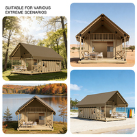 Tentes de glamping de luxe imperméables en toile de 45 m² à deux étages pour hôtels, complexes hôteliers et safaris africains, avec salle de bain et loft