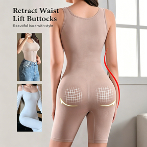 Body sculptant intégral sans couture pour femme, à double boutonnage, effet ventre plat et rehausseur de fesses, avec entrejambe ouvert - Product Image 4