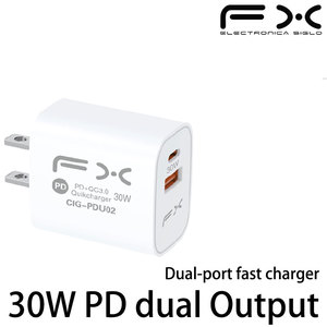FX pd30w USB C sạc sạc nhanh sạc 5V/2.4A nhanh tường <span class=keywords><strong>Adapter</strong></span> cho iPhone 15 14 cho Samsung Hai cổng sạc <span class=keywords><strong>CIG</strong></span>-PDU02 - Product Image 4